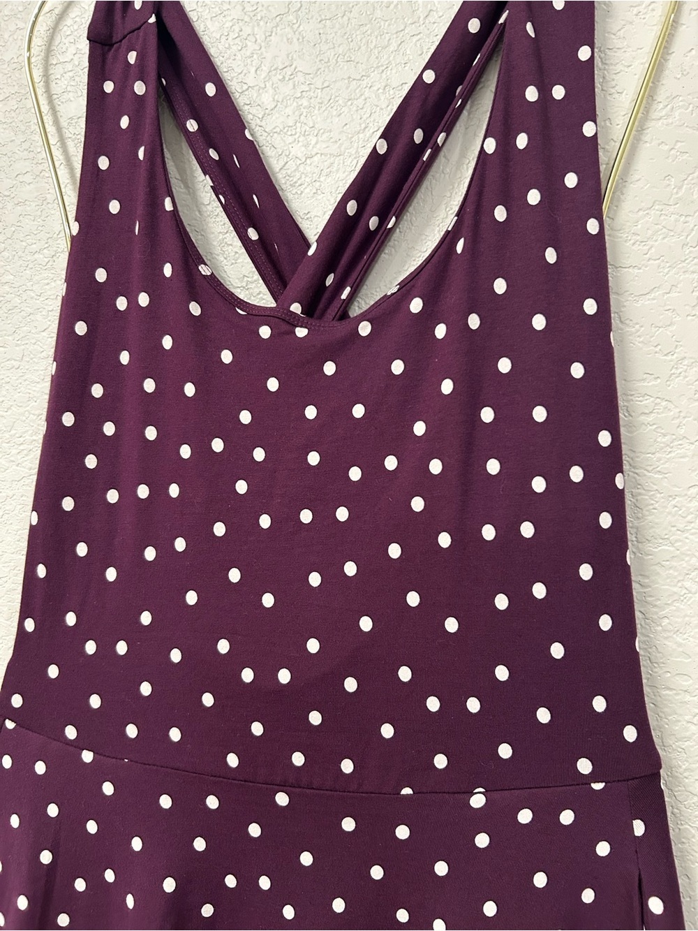 Pact Organic Fit & Flare Maxi Dress NWOT Sz S Purple White Polka Dots Cotton - Picture 7 of 16
